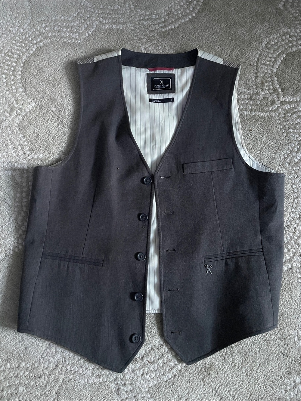 Marc Ecko Black Men's Dress Vest with Subtle Stitch Detail